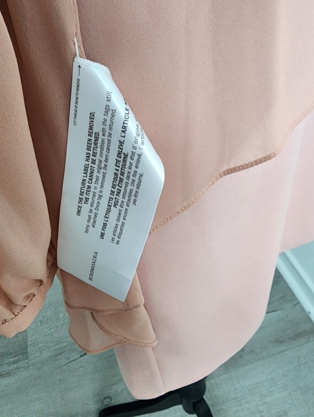 Elegant Blush Pink Layered Long-Sleeve Dress - Picture 4 of 7